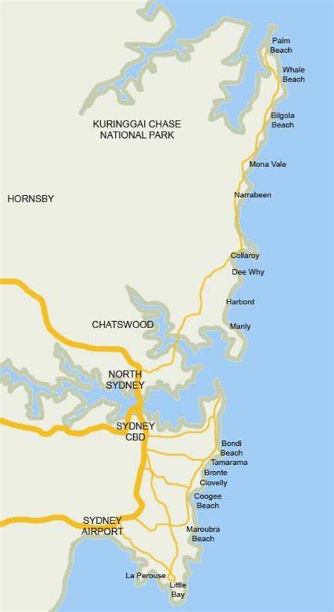 Sydney beaches map - Map of sydney beaches (Australia)