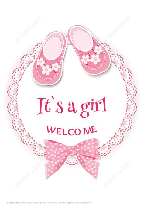 Baby Shower Arrival Card "It's a Girl" | Free Printable Papercraft ...