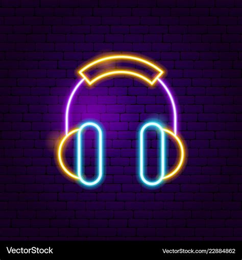 Headphones neon sign Royalty Free Vector Image