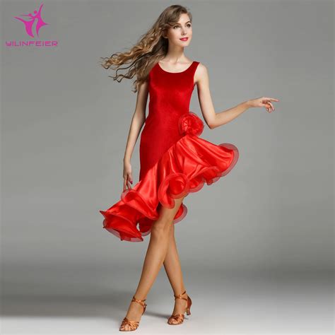 YILINFEIER MY756 Latin Dance Dress Women Lady Adult Cha Cha Irregular ...