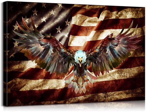 Wooden American Flag Wall Decor Eagle Decor American Flag Wall Art Army ...