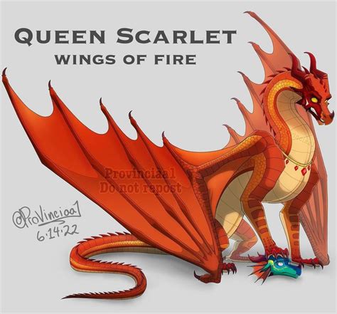 an orange dragon with wings on its back and the words queen scarlet ...