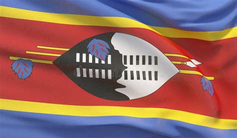 Waving National Flag of Eswatini. Waved Highly Detailed Close-up 3D ...