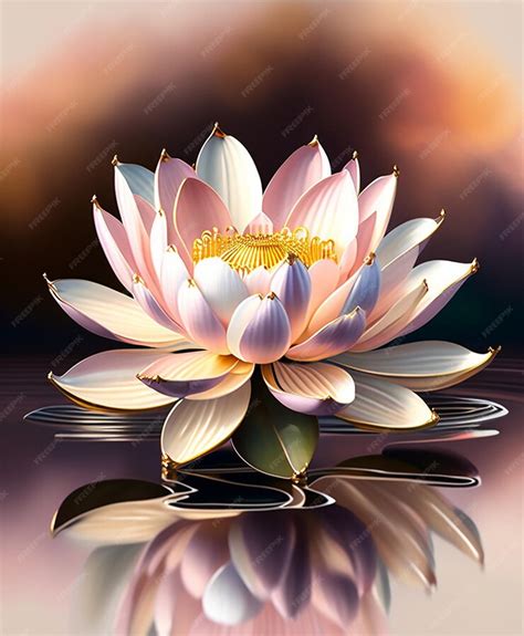 Premium AI Image | A painting of a lotus flower with a pink center.