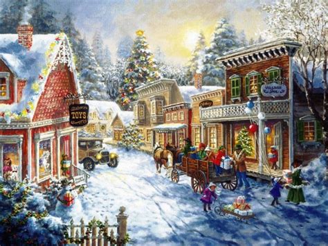 Christmas Village Painting at PaintingValley.com | Explore collection ...