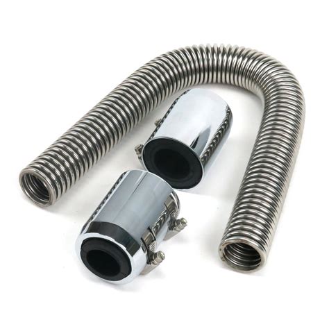 24" Flexible Stainless Steel Upper or Lower Radiator Hose Kit w/ Chrome ...