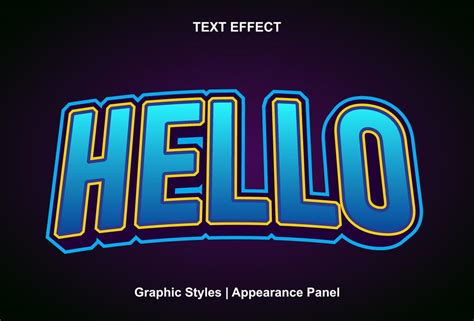 hello text effect with graphic style and editable 13928775 Vector Art ...