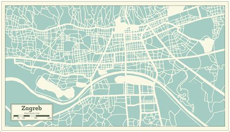 Zagreb Croatia City Map in Retro Style. Outline Map. 17650199 Vector ...