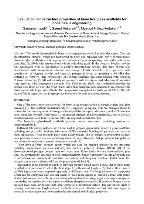 (PDF) Evaluation Nanostructure Properties of Bioactive Glass Scaffolds ...