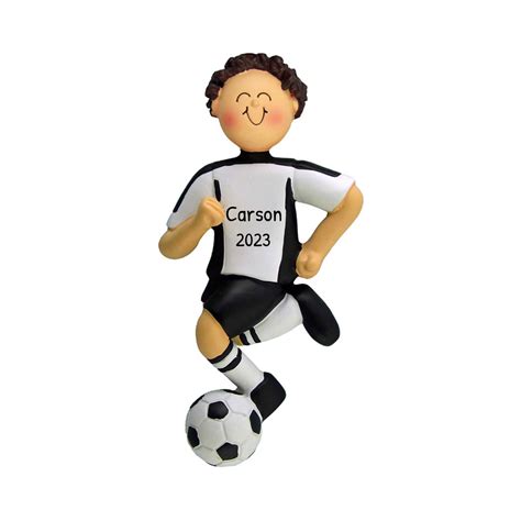 Personalized Soccer Ornaments 2024 - Brunette Boy Dribbling Soccer ...