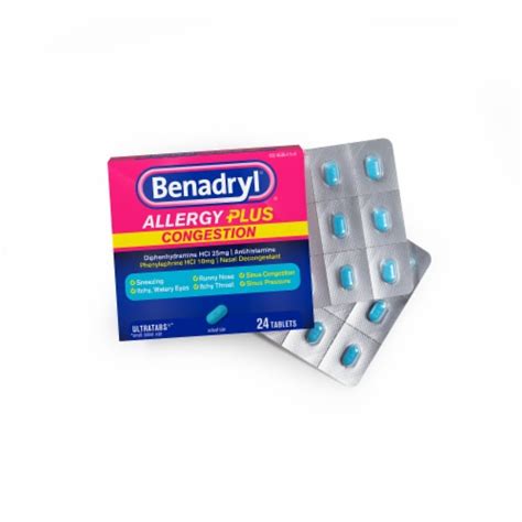 Benadryl Allergy Plus Congestion Ultratabs Tablets, 24 ct - Foods Co.