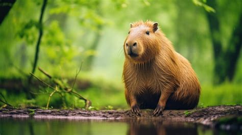 Premium AI Image | A stunning image capturing a capybara in its natural ...