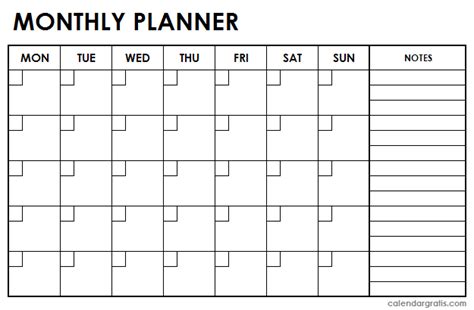 Printable Monthly Planner Template | Full Month Schedule Maker Template