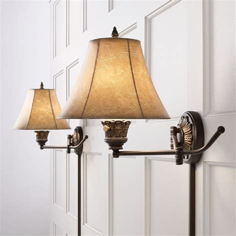 Barnes and Ivy Swing Arm Wall Lights Plug In Set of 2 Lamps French ...