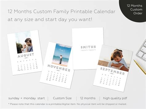 Custom Photo Calendar Family Calendar Personalized Calendar | Etsy