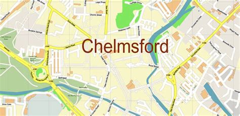 Chelmsford UK Map Vector City Plan High Detailed Street Map editable ...