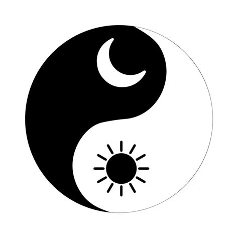 símbolo yin yang sol y luna con una estrella. ilustración vectorial ...