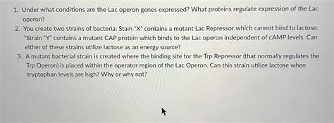 Solved 1. Under what conditions are the Lac operon genes | Chegg.com