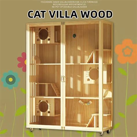 Sangkar Kucing Kayu Besar 5 Tingkat Rumah Kucing Cat House Wood Big ...