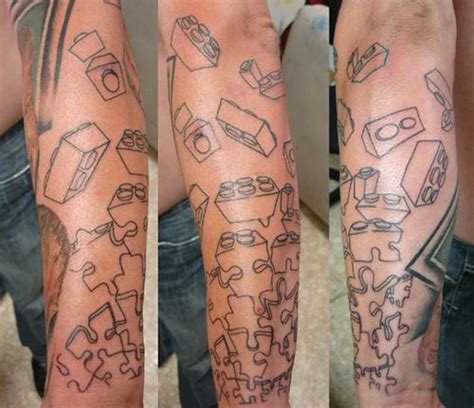 Lego bricks tattoo on arm