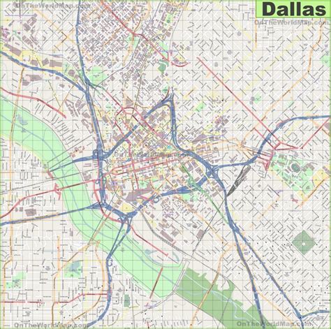 Large detailed street map of Dallas