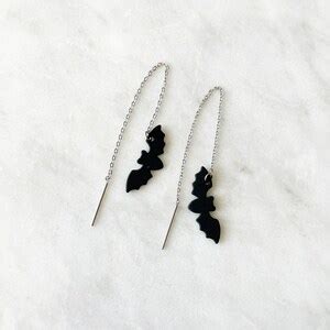 Silver Bat Earrings. Bat Threader Earrings. Minimalist Bat Earrings ...