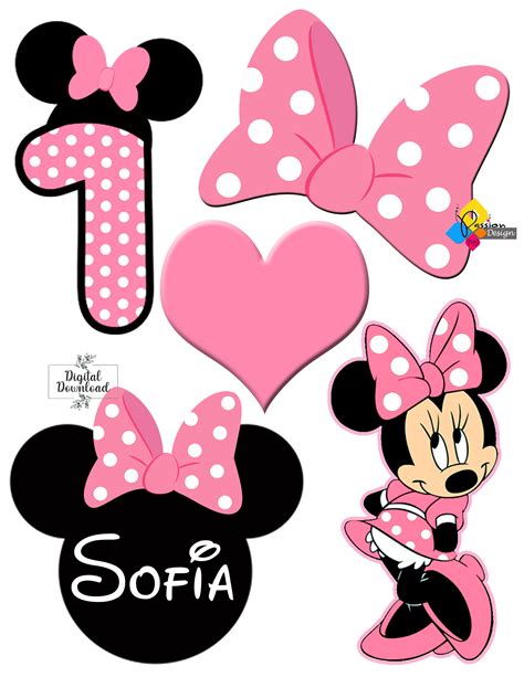 Printable MINNIE MOUSE Pink Birthday Cake Toppers. Party - Etsy Ireland