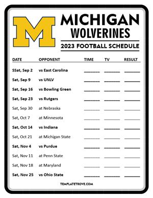 Printable 2023 Michigan Wolverines Football Schedule