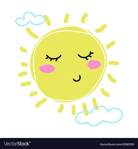 Child drawing sun cute cartoon character Vector Image