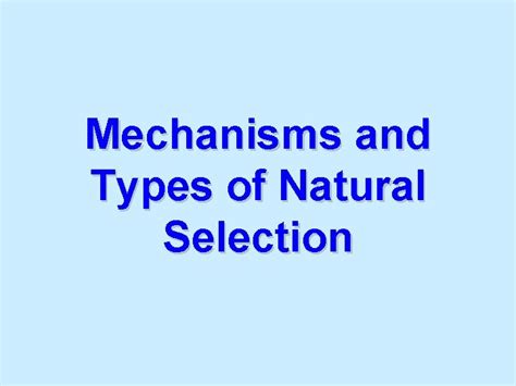 Mechanisms and Types of Natural Selection Natural Selection