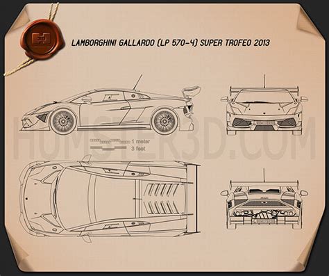 Lamborghini Gallardo LP 570-4 Super Trofeo 2013 Blueprint - Hum3D