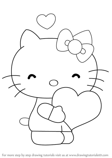 Learn How to Draw Hello Kitty with Heart (Hello Kitty) Step by Step ...