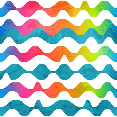 Premium Vector | Rainbow wave seamless pattern with grunge effect