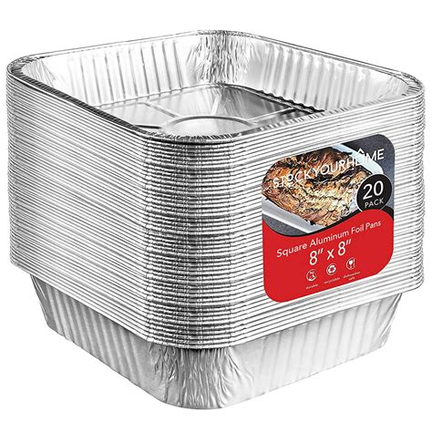 Aluminum Pans 8x8 Disposable Foil Pans (20 Pack) - 8 Inch Square Pans ...