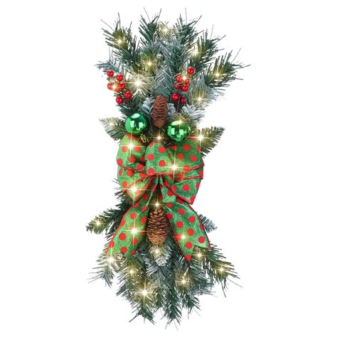 Christmas Wreaths Decor The Cordless Prelit Stairway Trim Christmas ...