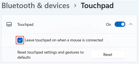 Disable the touchpad when a mouse is connected on Windows 11