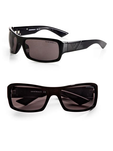 Emporio Armani Rectangular Sunglasses in Black for Men | Lyst