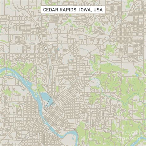 Cedar Rapids Iowa US City Street Map Digital Art by Frank Ramspott ...