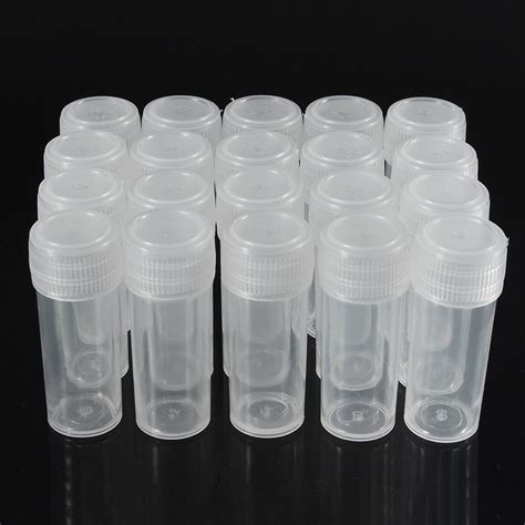 20x 5ml Plastic Test Tubes Bottle Vials Sample Containers Powder Craft ...