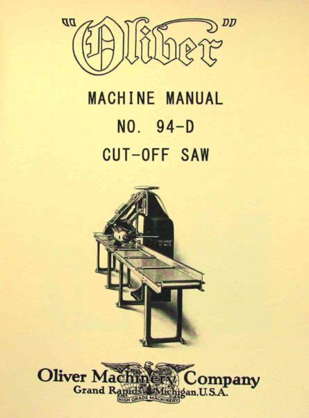 OLIVER No. 94-D Cut-Off Saw Owner's and Parts Manual - Ozark Tool ...