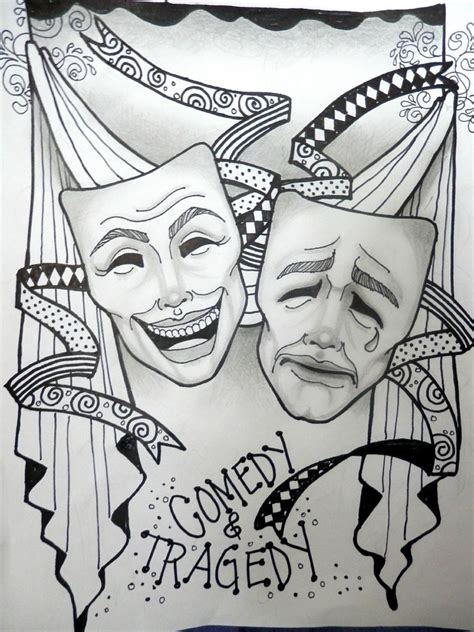 COMEDY AND TRAGEDY | Comedy and tragedy, Masks art, Mask drawing