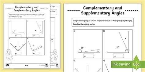 Complementary And Supplementary Angles Worksheet - Maths