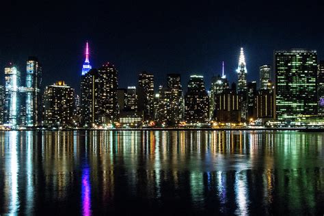 New York City Skyline - Nighttime View From Queens Photograph by Steven ...