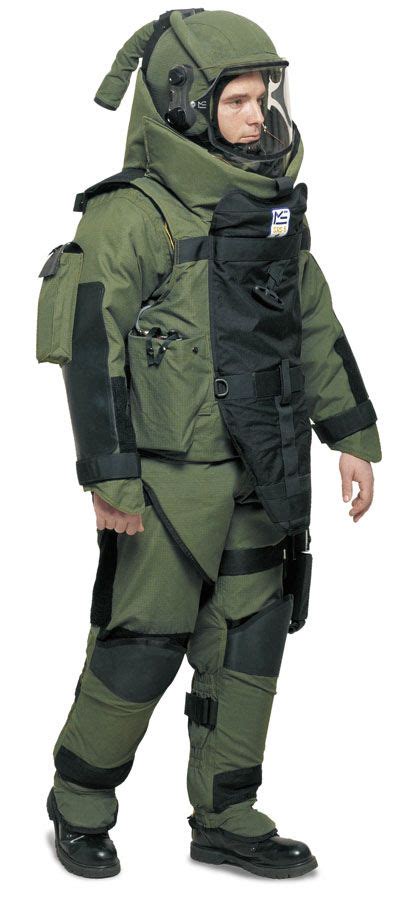 An EOD bomb disposal suit. The various components are capable of ...