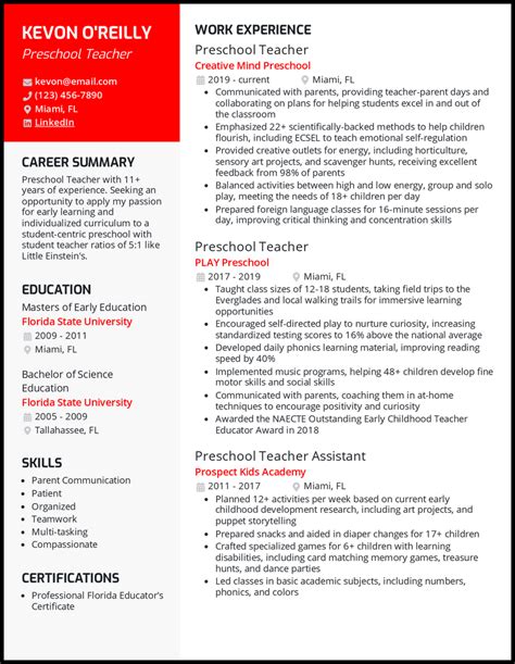 5 Preschool Teacher Resume Examples for 2023