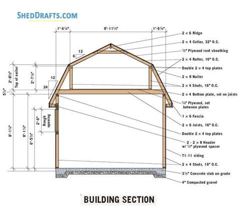 12×12 Gambrel Barn Storage Shed Plans With Loft