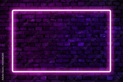 Neon brick wall background and texture with glowing fluorescent neon ...