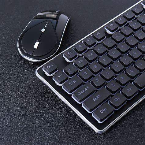 Silent 2.4GHz Wireless Backlit Keyboard and Mouse Combo Set for Desktop ...