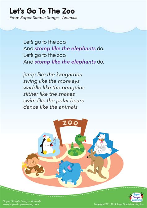 Let's Go To The Zoo Lyrics Poster - Super Simple