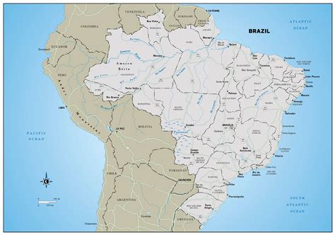 Large detailed political and administrative map of Brazil with highways ...